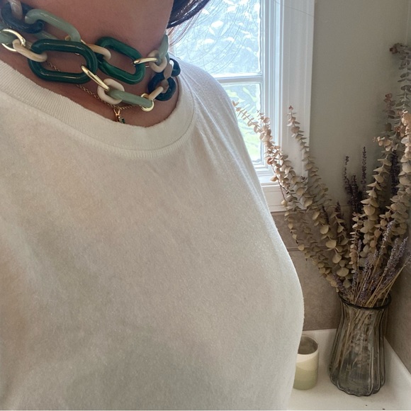 Funky Chunky Green Chain Link Statement Necklace - Picture 3 of 6